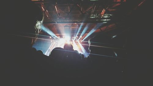 Close-up of illuminated stage at night