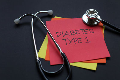 High angle view of text on paper