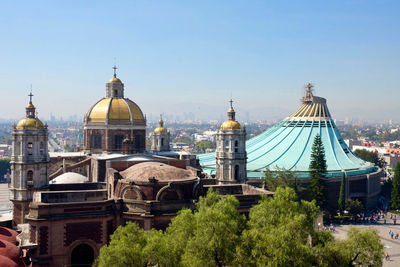 Top view of old and new basilica of our lady of guadalupe