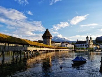 Bridge over river against sky