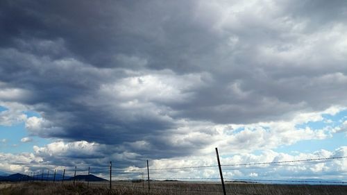 Scenic view of landscape against cloudy sky