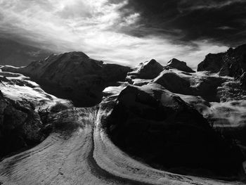 View of mountain range against sky