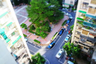 High angle view of city street