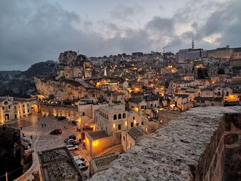 High angle view of townscape against sky