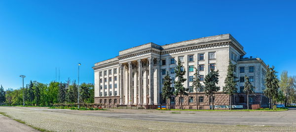 View of building against clear blue sky