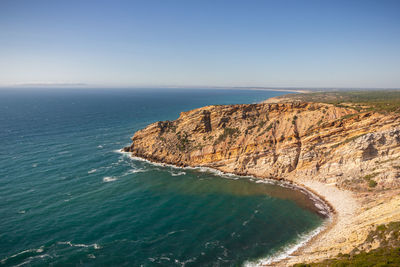 Scenic view of sea against clear sky