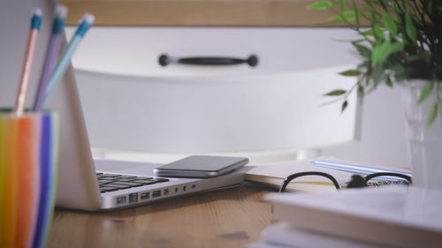 Laptop on table