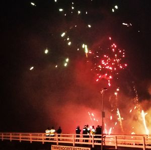 Firework display at night