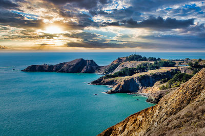 Scenic view of sea against sky during sunset