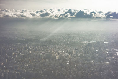 High angle view of city against sky