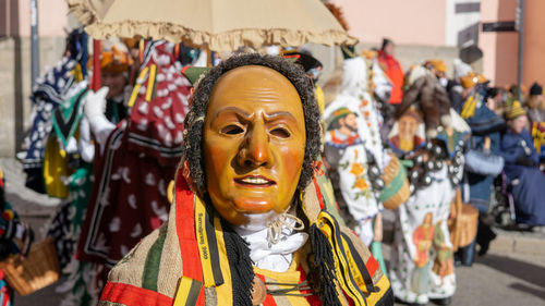 Close-up of statue in street