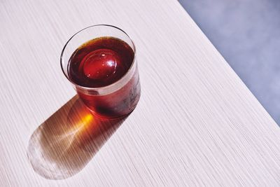 Close-up of beer on table