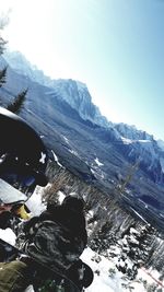 Low angle view of mountain against clear sky