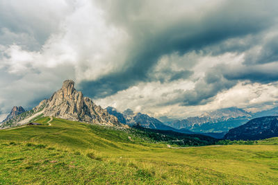 The nuvolau mountain group from giau pass in the ampezzo dolomites.