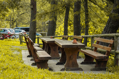 Empty bench in park