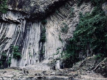 Stone pillars made of basalt in genbudo park, nature conservation park of japan