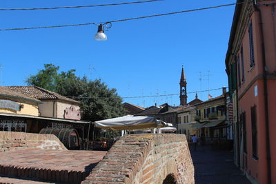 View of buildings against clear sky