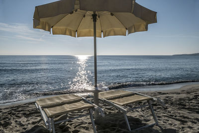 Landscape of la caletta with beach umbrella