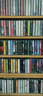 Full frame shot of books in shelf