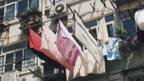 Low angle view of clothes drying on clothesline