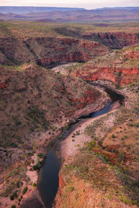 High angle view of river flowing through landscape