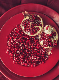 High angle view of food in plate on table