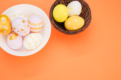 High angle view of breakfast on table