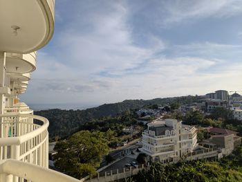 High angle view of buildings in city