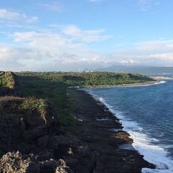 View of calm blue sea against sky