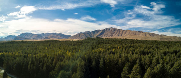 Panoramic view of landscape and mountains against sky