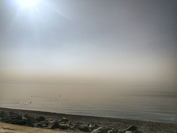 Scenic view of sea against clear sky at sunset