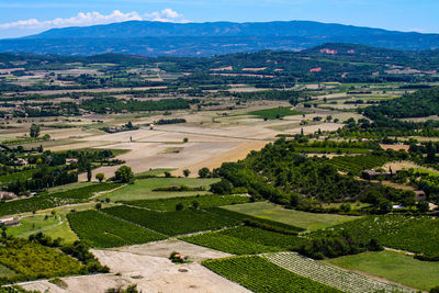 High angle view of agricultural landscape