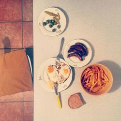 Close-up of food served on table