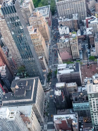 High angle view of modern buildings in city