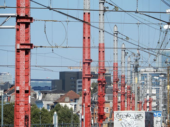 Panoramic view of buildings in city against clear sky