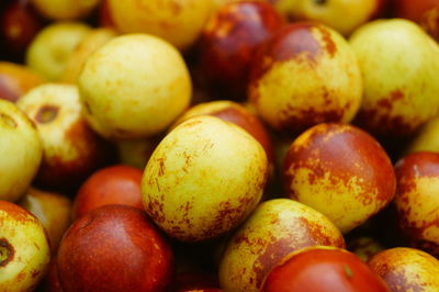 Full frame shot of apples for sale at market stall