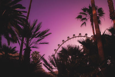 Low angle view of silhouette palm trees against sky at sunset