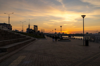 Scenic view of beach against sky during sunset