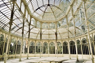 Low angle view of skylight in building