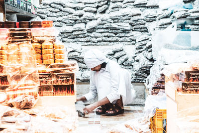 Man working at market