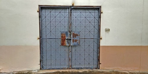 Closed door of building