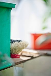 Close-up of plastic bag on table