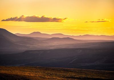 View of mountains at sunset