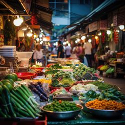 Food for sale at market stall