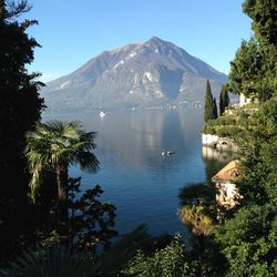 Lake with mountain in background