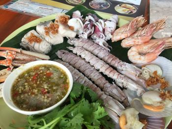 High angle view of fish in bowl