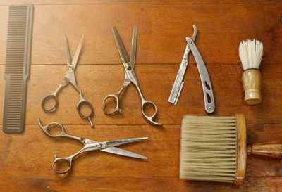 Directly above shot of various objects on table