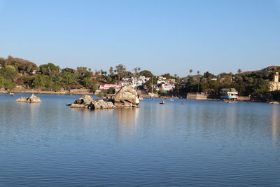 Scenic view of sea against clear sky