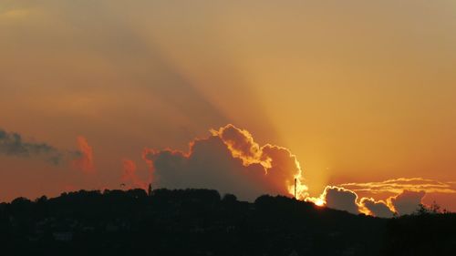 Silhouette trees against sky during sunset