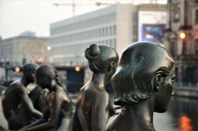 Close-up of statue in city